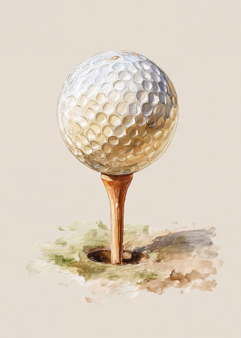 Golfová loptička na odpalisku na mäkkom pozadí.-12