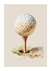 Golfboll på tee mot en mjuk bakgrund.-1