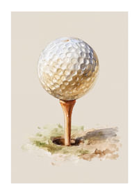 Golfová loptička na odpalisku na mäkkom pozadí.-1