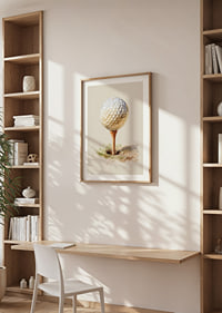 Golfboll på tee mot en mjuk bakgrund.-8