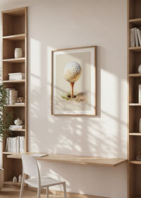 Golfová loptička na odpalisku na mäkkom pozadí.-4