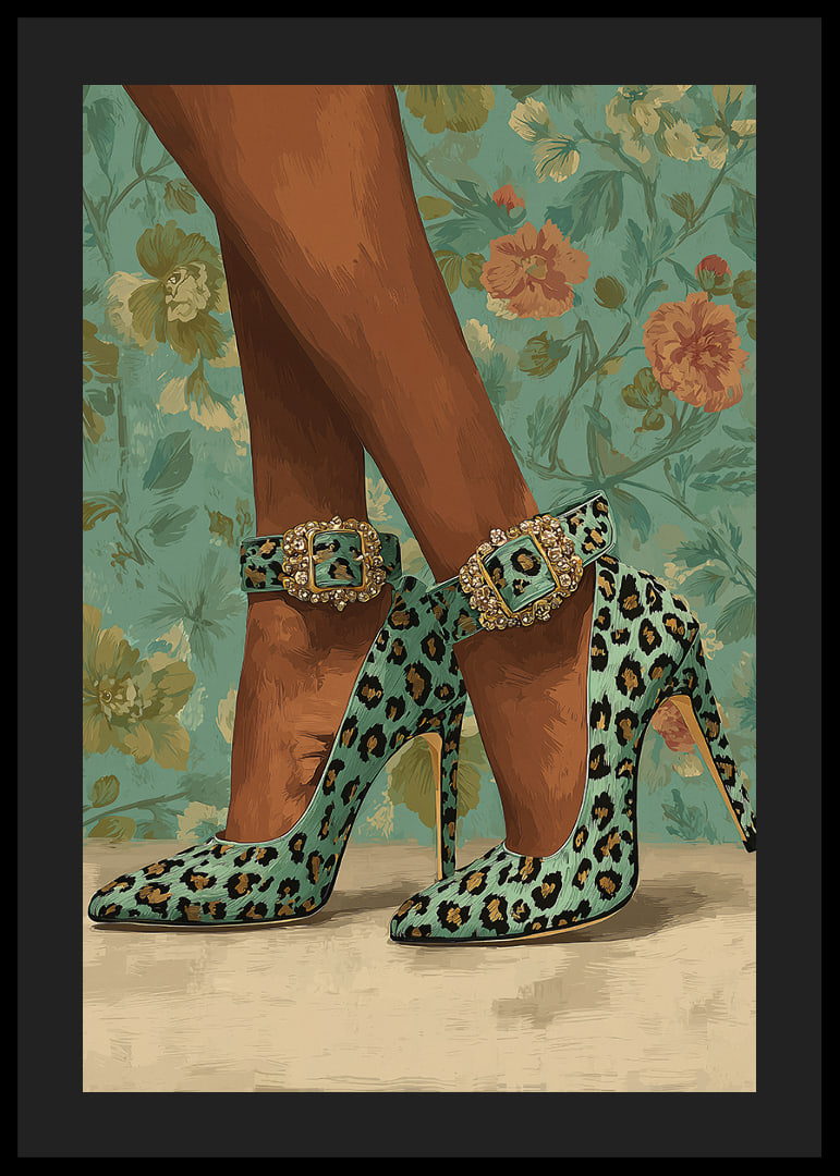 En elegant kombination av leopardmönster och blommig bakgrund.-12