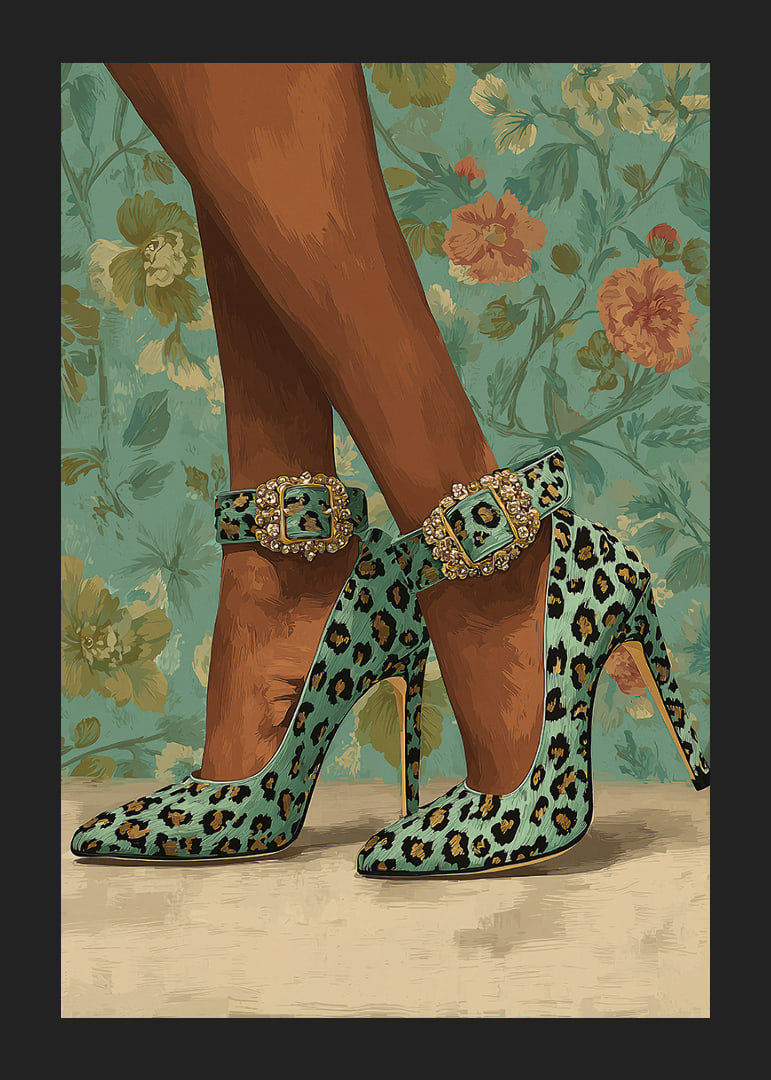 En elegant kombination av leopardmönster och blommig bakgrund.-12