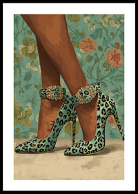 En elegant kombination av leopardmönster och blommig bakgrund.-0