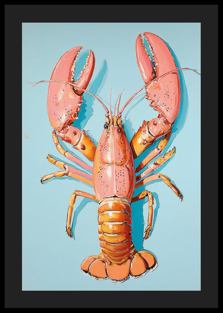 Farverig hummer på en blå baggrund skaber liv og energi.-12