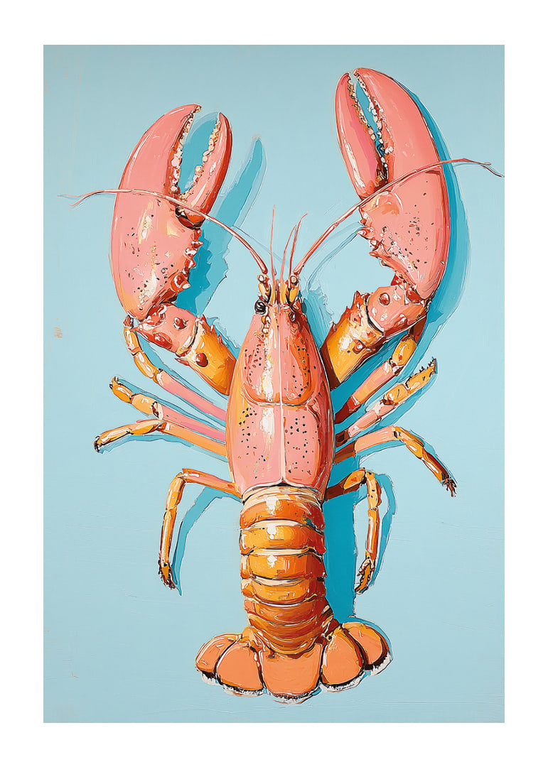 Färgrik hummer på blå bakgrund skapar liv och energi.-12