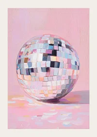 A magical disco ball sparkles in soft pastel tones.-3