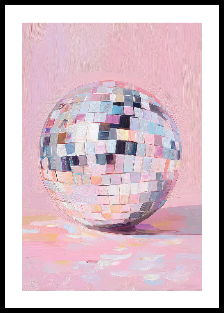 A magical disco ball sparkles in soft pastel tones.-12