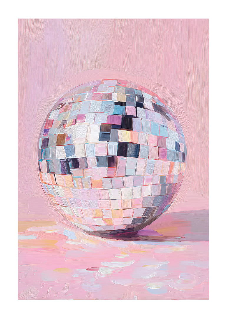 A magical disco ball sparkles in soft pastel tones.-12