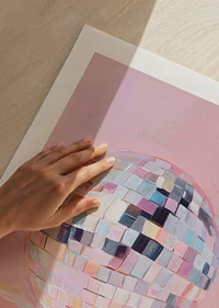A magical disco ball sparkles in soft pastel tones.-9