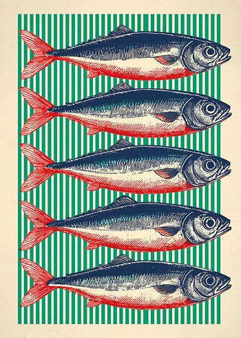 Poster Retro Fish Harmony