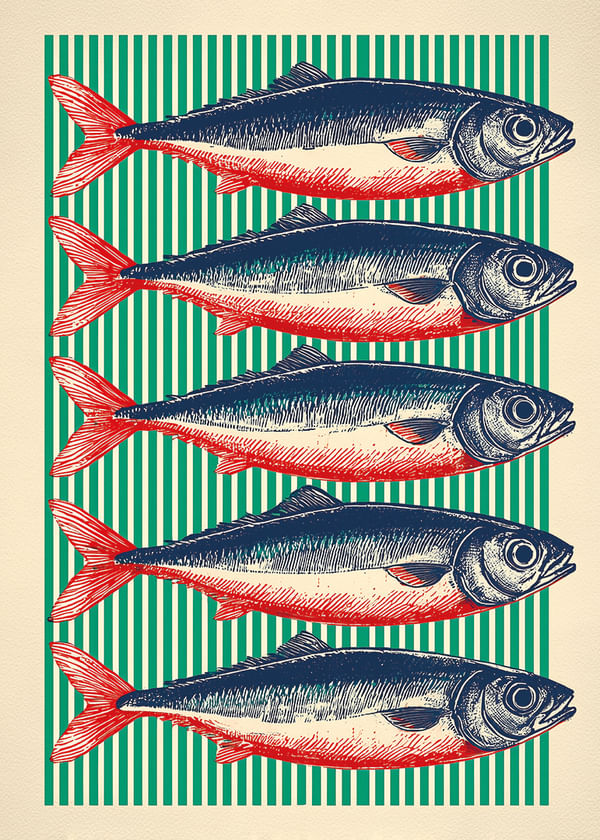 Plagát Retro Fish Harmony