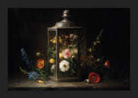 Colorful flowers in a vintage lantern brighten up the room.-5
