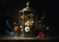 Des fleurs colorées dans une lanterne vintage égayent la pièce.-3