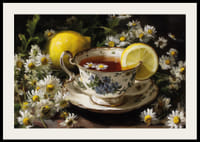 Une charmante tasse de thé au citron et aux marguerites crée le calme.-2