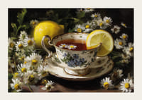 Une charmante tasse de thé au citron et aux marguerites crée le calme.-3