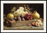 Et stilleben af ​​frugter og blomster i efterårsfarver.-2