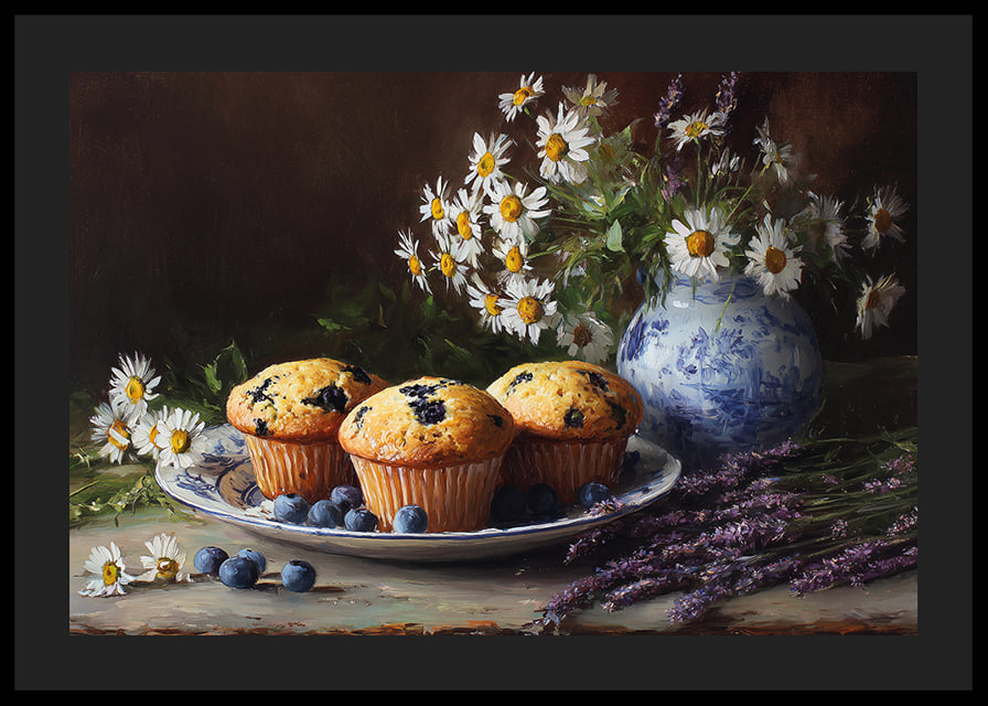 Flowers and muffins create a rural idyll.-12