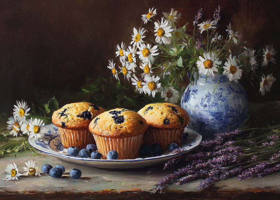 Kvety a muffiny vytvárajú vidiecku idylku.-12