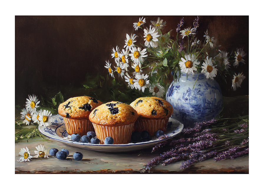 Flowers and muffins create a rural idyll.-12