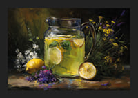 A colorful and calming scene with lemons and flowers.-5