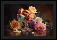 Et kunstværk af macarons og roser i perfekt harmoni.-4