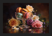 Et kunstværk af macarons og roser i perfekt harmoni.-5