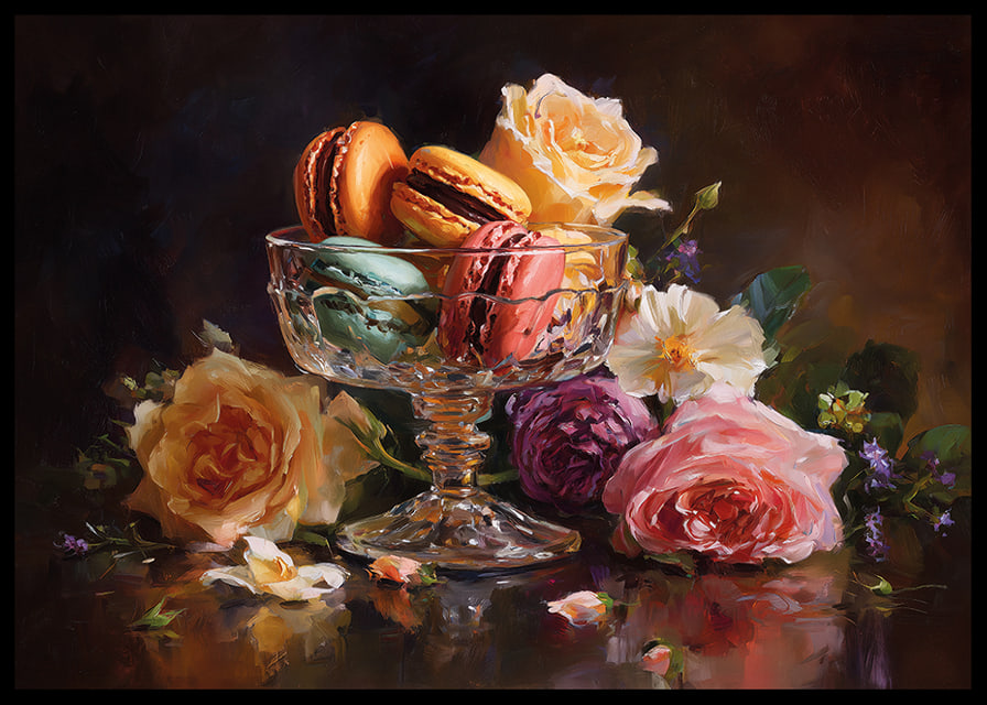 A work of art of macarons and roses in perfect harmony.-12