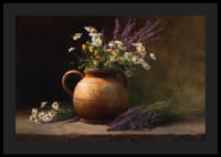 Un bouquet rustico in un vecchio vaso di ceramica irradia tranquillità.-4