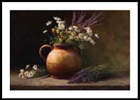 A rustic bouquet in an old ceramic pot radiates tranquility.-0