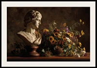 Klassisk byst med livfull blomsterrikedom.-2