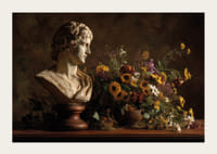 Klassieke buste met levendige bloemendetails.-3