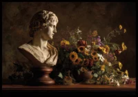 Klassisk byst med livfull blomsterrikedom.-6