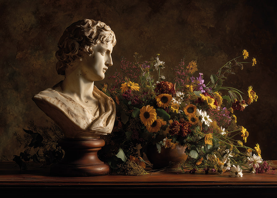 Classic bust with vibrant floral detailing.-12