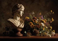 Klassisk byst med livfull blomsterrikedom.-7