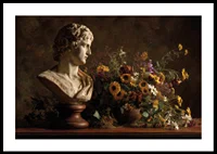 Klassisk byst med livfull blomsterrikedom.-0