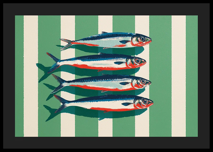 Colorful sardines arrange themselves in perfect symmetry.-12