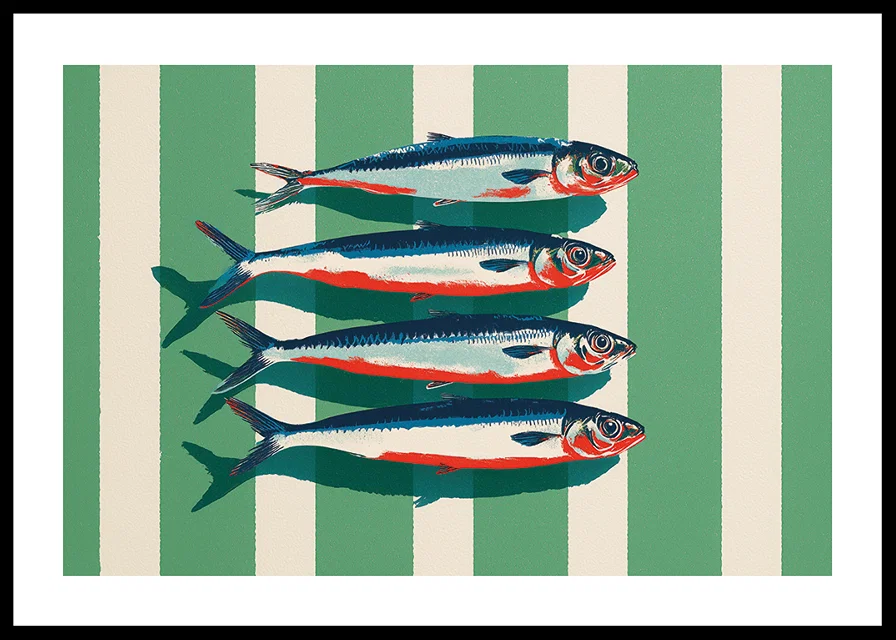 Colorful sardines arrange themselves in perfect symmetry.-12