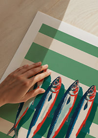 Las sardinas de colores se disponen en perfecta simetría.-9