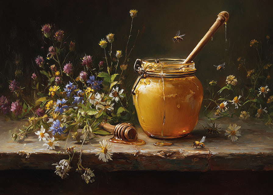 The golden honey of the sun surrounded by the colorful symphony of flowers.-12
