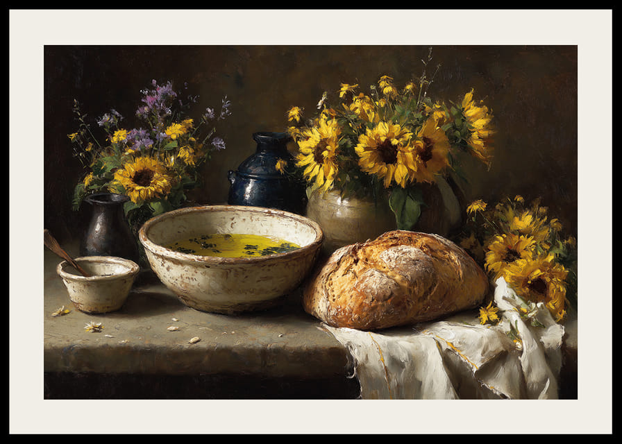 Gnistrande blommor och bröd i en varm och jordnära atmosfär.-12