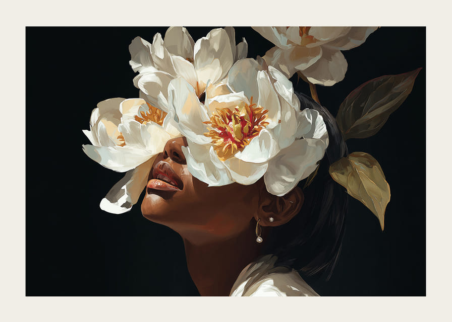 En mystisk skönhet döljs bakom ett förtrollande flor av blommor.-12