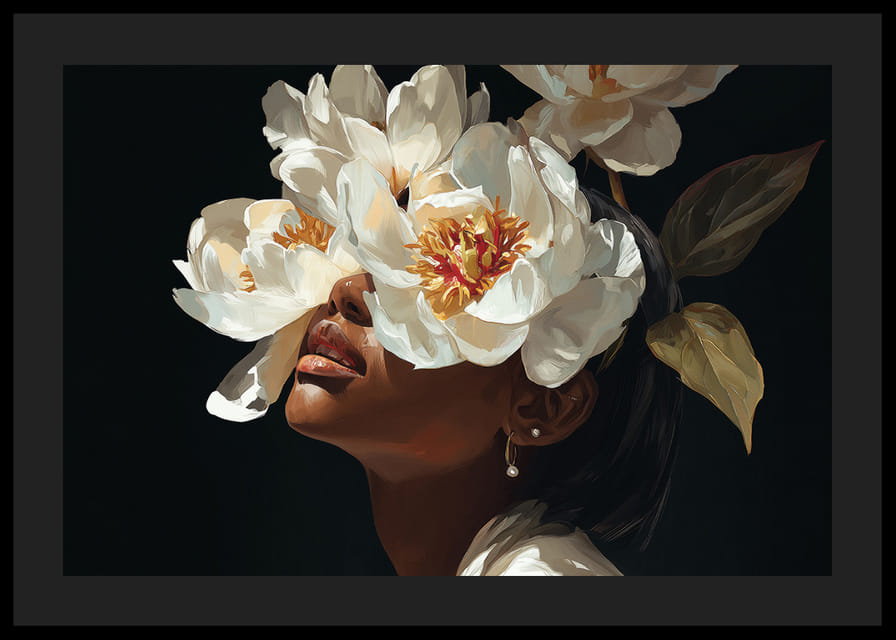 En mystisk skönhet döljs bakom ett förtrollande flor av blommor.-12