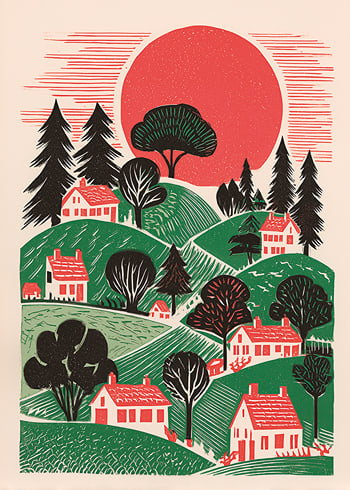 Poster Hillside Sunset Harmony