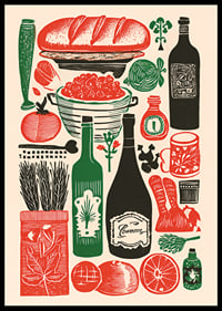Colorful kitchen poster with delicacy motifs and a vintage feel.-0