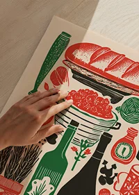 Colorful kitchen poster with delicacy motifs and a vintage feel.-3