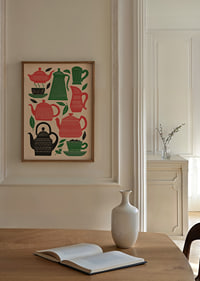 Colorful tea and coffee pots create charm and warmth.-2