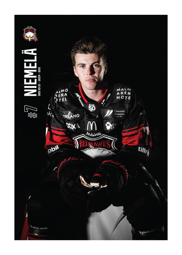 Poster Topi Niemelä #7 Malmö Redhawks 2025/2026