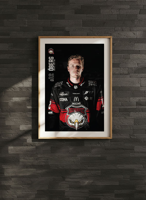 Poster Linus Öberg #12 Malmö Redhawks 2025/2026 crossfade