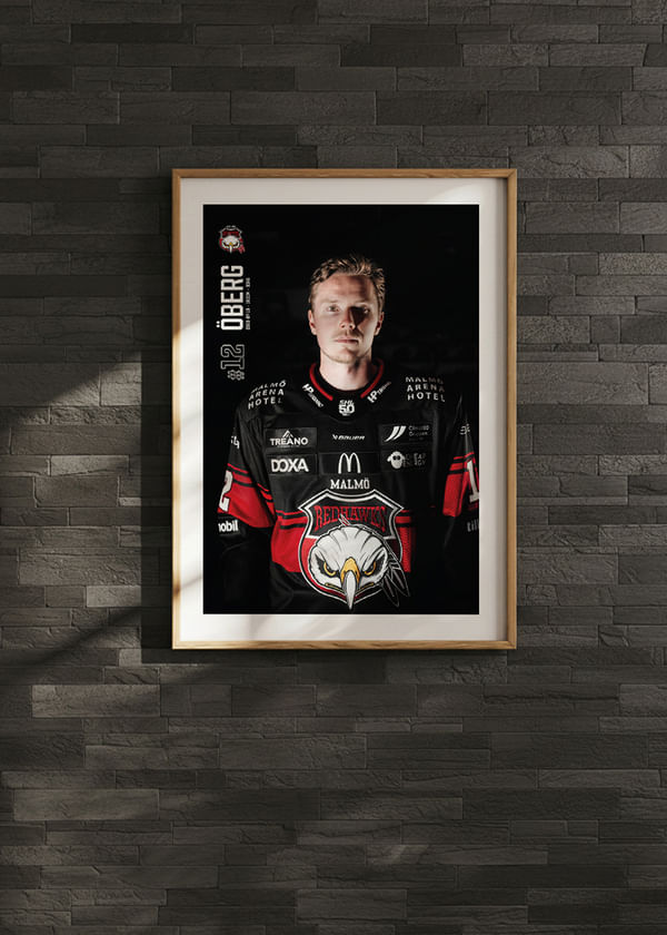 Poster Linus Öberg #12 Malmö Redhawks 2025/2026 crossfade